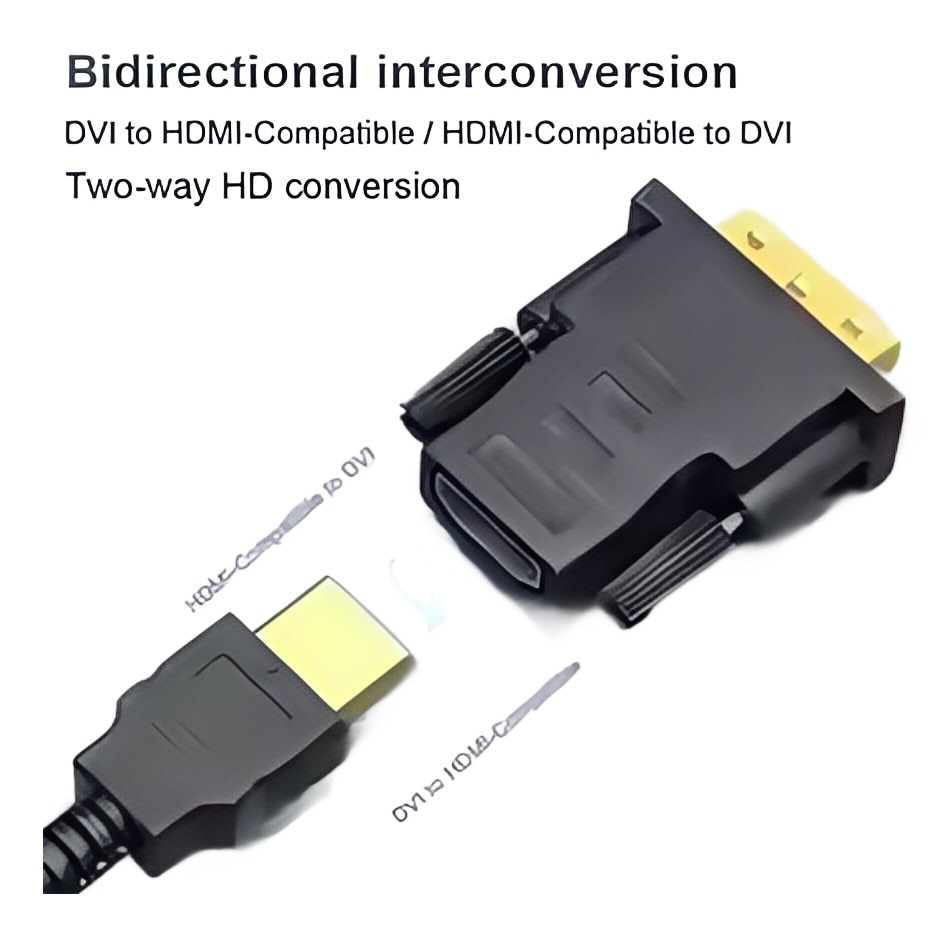 Adaptateur DVI HDMI bidirectionnel, DVI 24+1 mâle vers HDMI femelle, vue de face