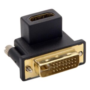 Adaptateur DVI HDMI coudé à 90 degrés, DVI mâle vers HDMI femelle, vue de trois quarts