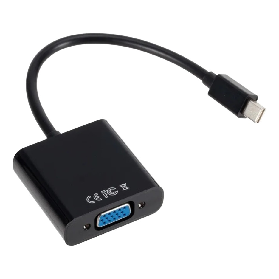 Adaptateur mini DisplayPort VGA, mini DP mâle vers VGA femelle, 1080p, vue de trois quarts