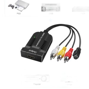 Adaptateur S-vidéo HDMI et AV composite, sortie 720p ou 1080p, vue de trois quarts