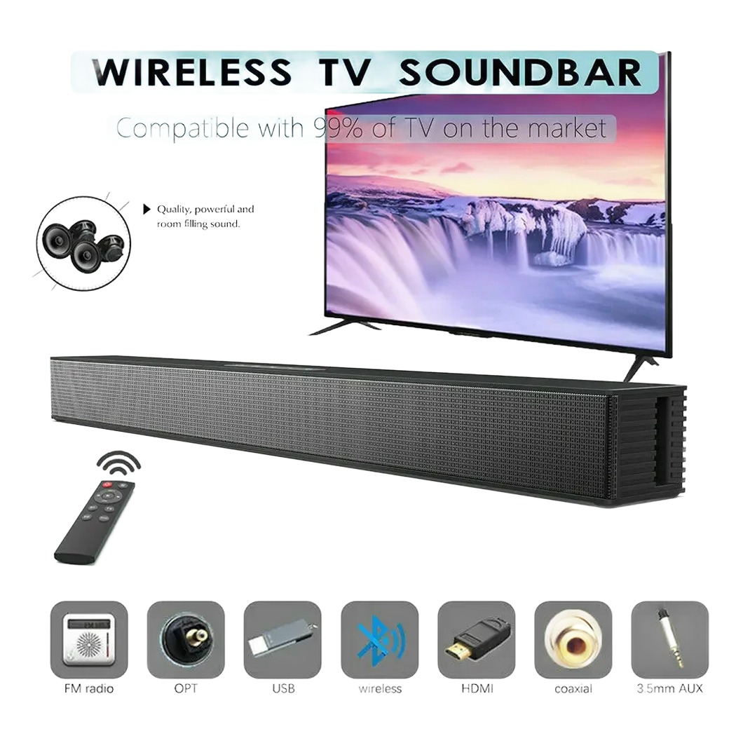 Barre de son HDMI ARC Bluetooth, entrées optique et coaxiale, 4 x 10 W, vue principale