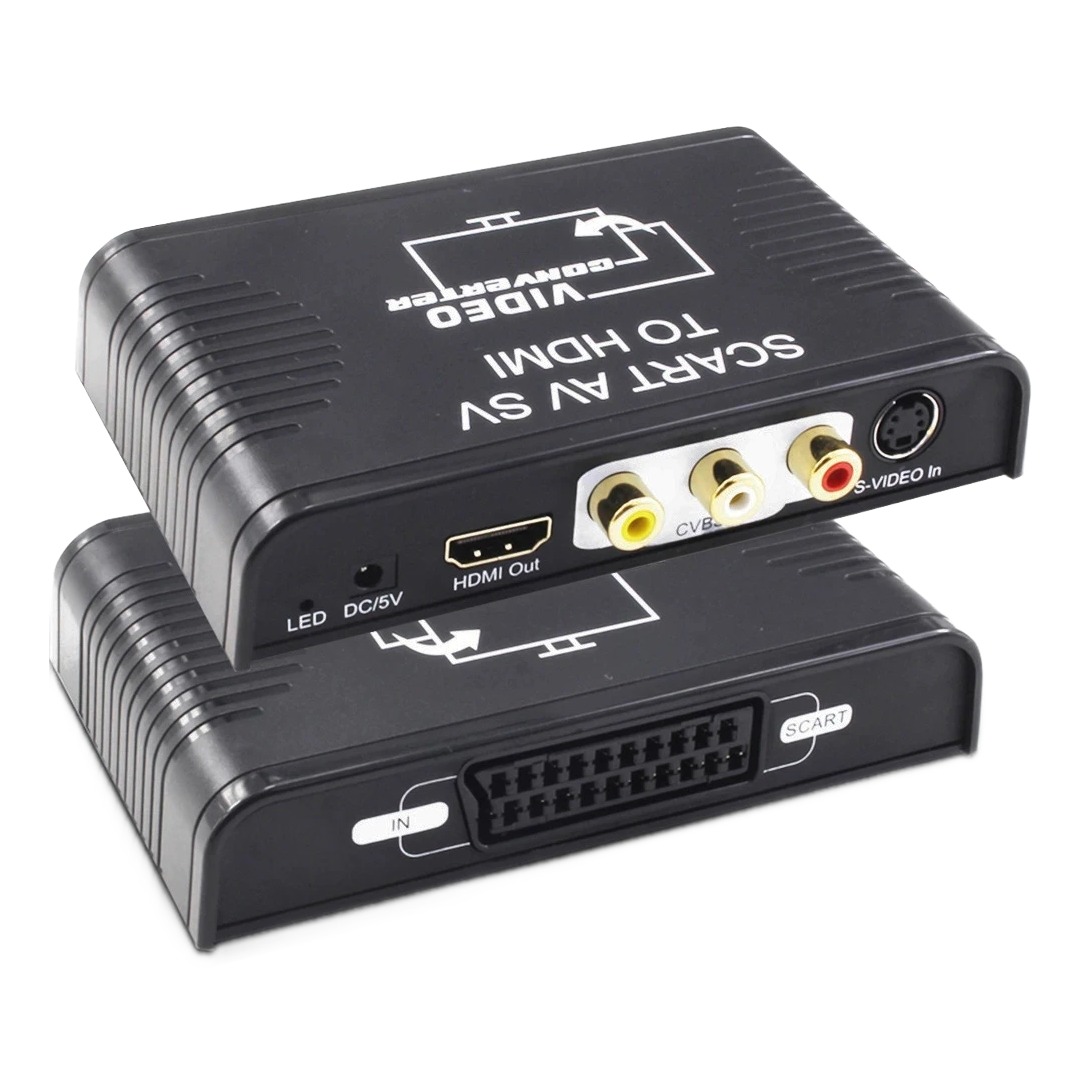 Boîtier péritel vers HDMI 3 en 1, entrées AV composite et S-vidéo, vue principale