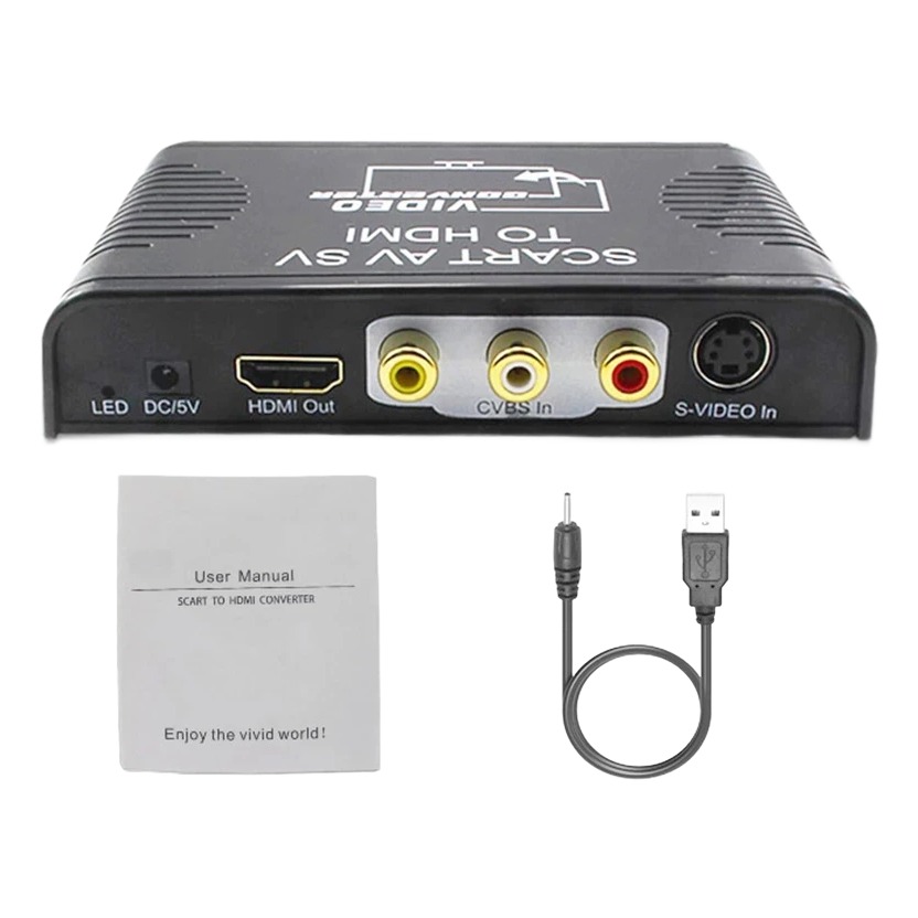 Boîtier péritel vers HDMI 3 en 1, entrées AV composite et S-vidéo, vue arriere