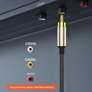 Câble caisson de basse RCA coaxial mâle vers mâle, quatre longueurs, vue de face