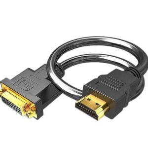 Câble HDMI vers DVI femelle de 30 cm, DVI-I 24+5 et HDMI mâle, vue de face