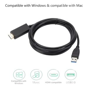 Câble USB HDMI de 1,8 m, port USB 3.0 vers vidéoprojecteur en 1080p, detail