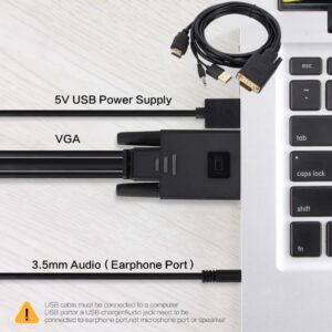 Câble VGA vers HDMI avec audio, 1,8 m et alimentation USB, vue de face