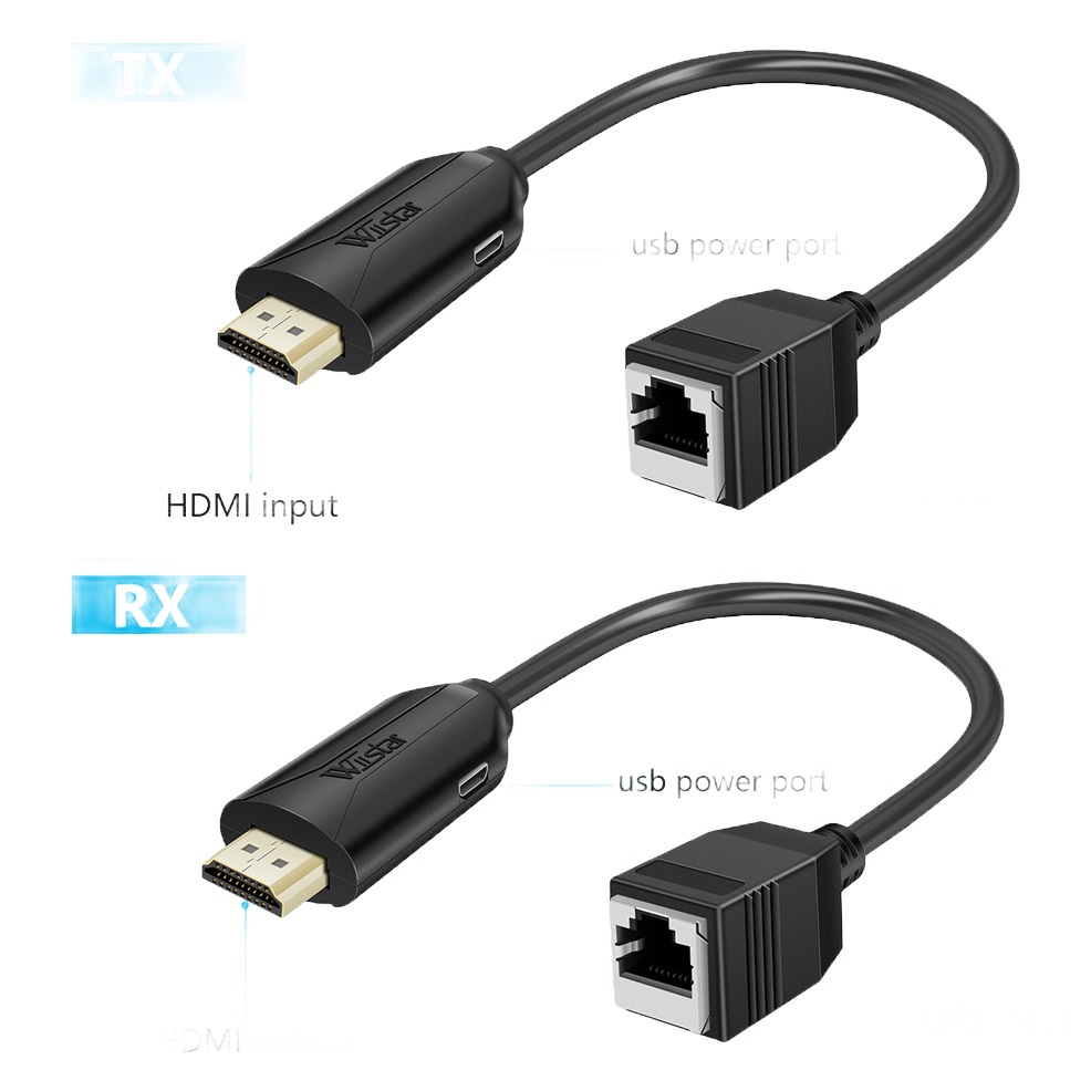 Câble vidéoprojecteur HDMI vers RJ45 en cordons, paire 60 m, vue de trois quarts