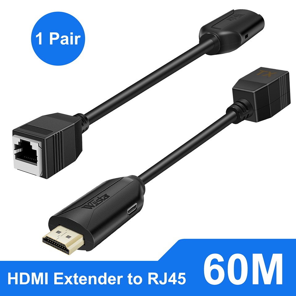 Câble vidéoprojecteur HDMI vers RJ45 en cordons, paire 60 m, vue de face
