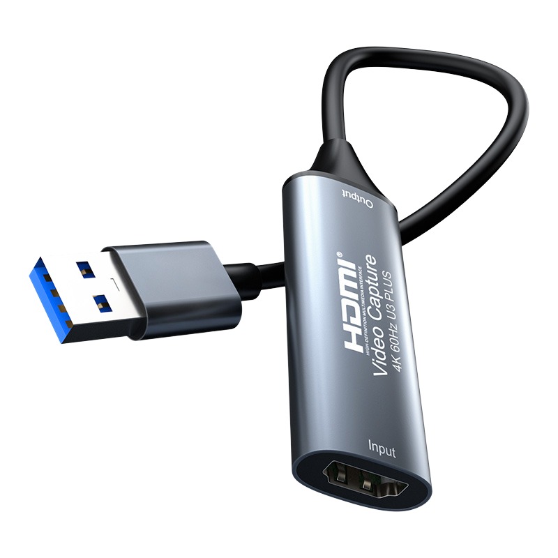Carte de capture HDMI 4K à 60 Hz, sortie USB 3.0 ou USB-C, vue de trois quarts