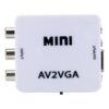 Convertisseur AV VGA compact, entrée RCA et sortie VGA, alimenté en USB, vue principale