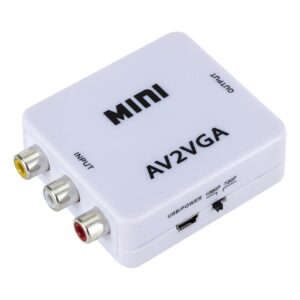 Convertisseur AV VGA compact, entrée RCA et sortie VGA, alimenté en USB, detail