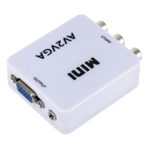 Convertisseur AV VGA compact, entrée RCA et sortie VGA, alimenté en USB, vue arriere