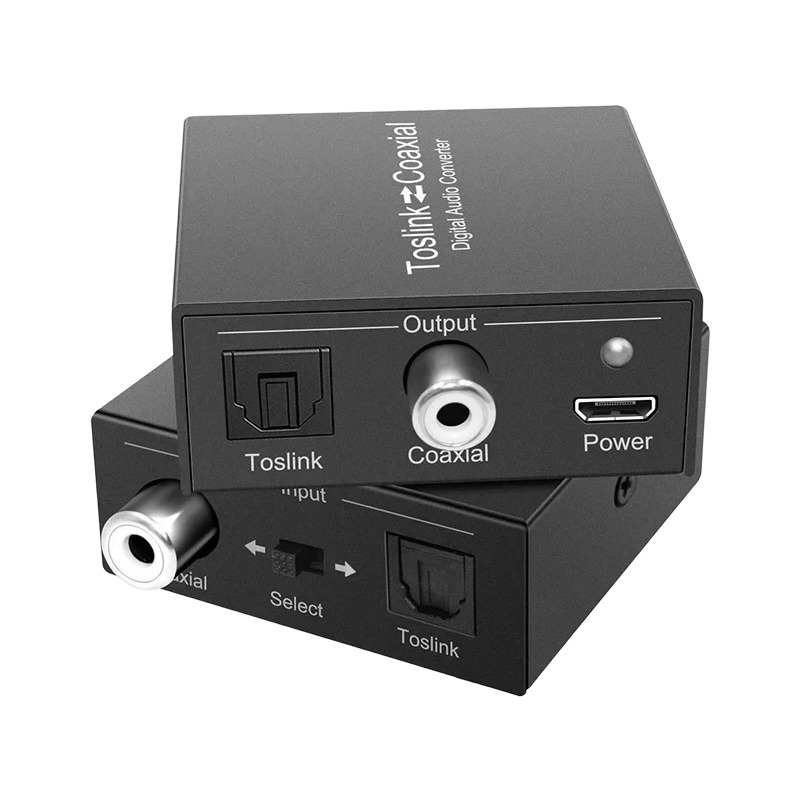 Convertisseur coaxial optique bidirectionnel, audio numérique TOSLINK, vue de trois quarts
