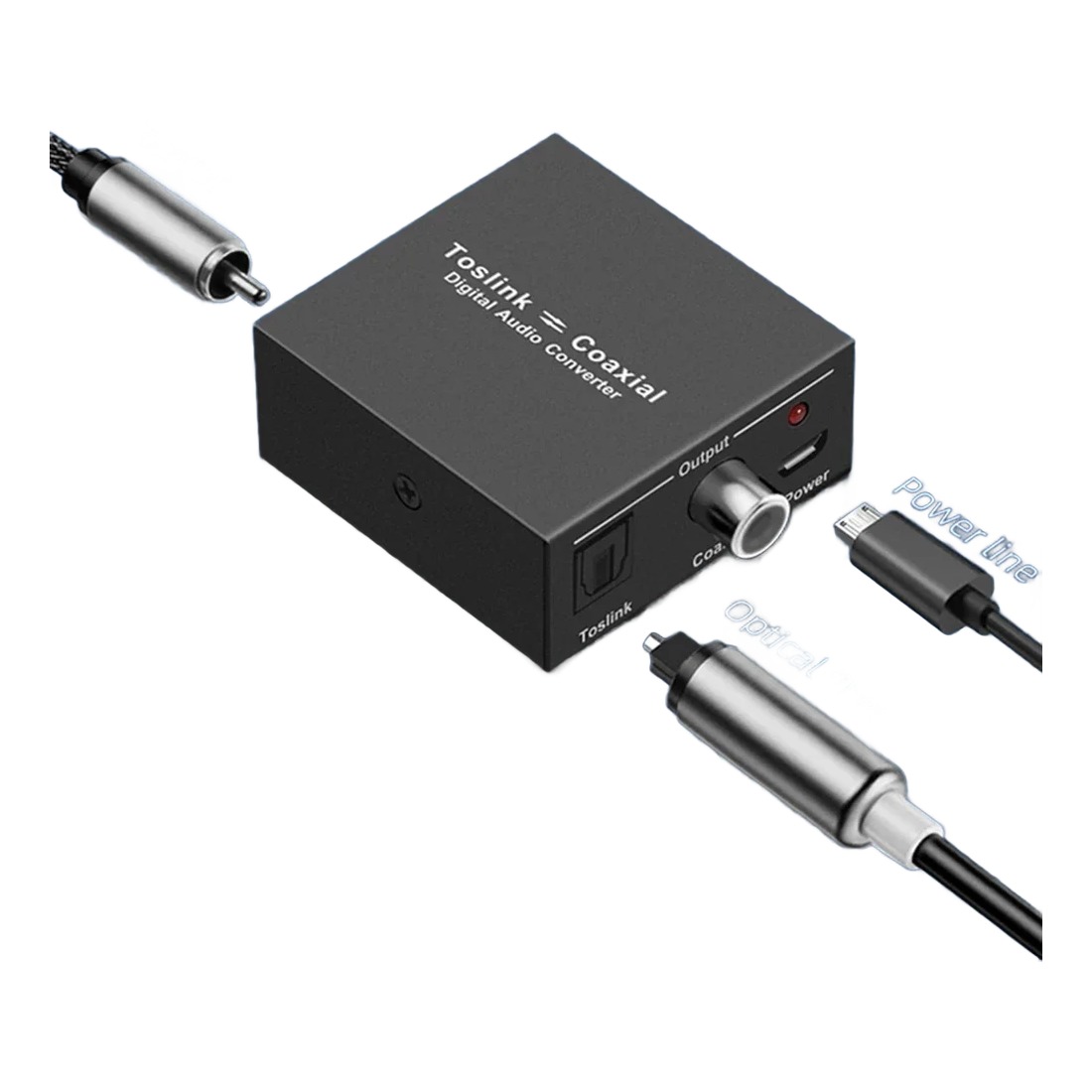 Convertisseur coaxial optique bidirectionnel, audio numérique TOSLINK, vue de face