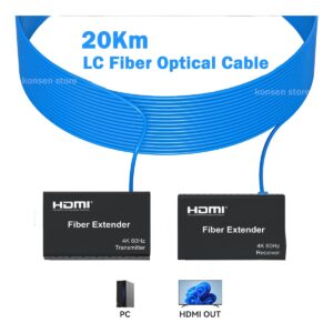 Convertisseur HDMI fibre optique 4K 60 Hz, émetteur et récepteur 20 km, vue de face