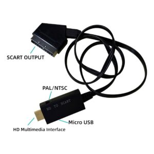 Convertisseur HDMI péritel en cordon, entrée HDMI vers prise péritel, vue principale