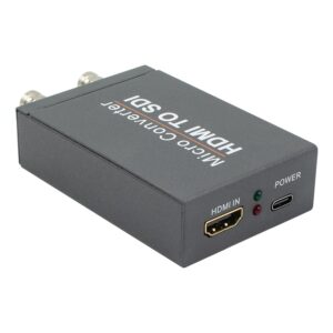 Convertisseur HDMI vers SDI à deux sorties BNC, 3G-SDI et HD-SDI, vue de trois quarts