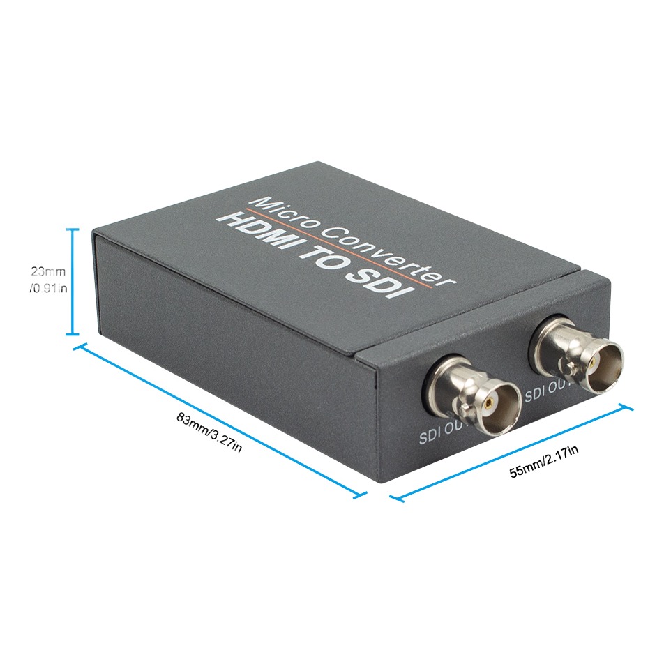 Convertisseur HDMI vers SDI à deux sorties BNC, 3G-SDI et HD-SDI, vue de face