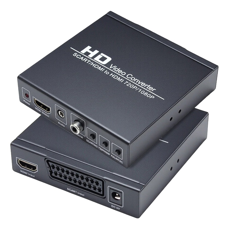 Convertisseur péritel HDMI avec entrée HDMI, sortie 1080p et coaxiale, vue principale