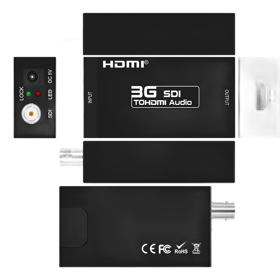 Convertisseur SDI HDMI pour caméra, entrée BNC 3G-SDI vers HDMI, detail