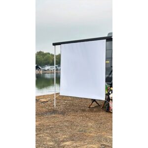 Écran de projection pour auvent de camping-car, 2 x 1,5 m, toile tendue au bord de l'eau