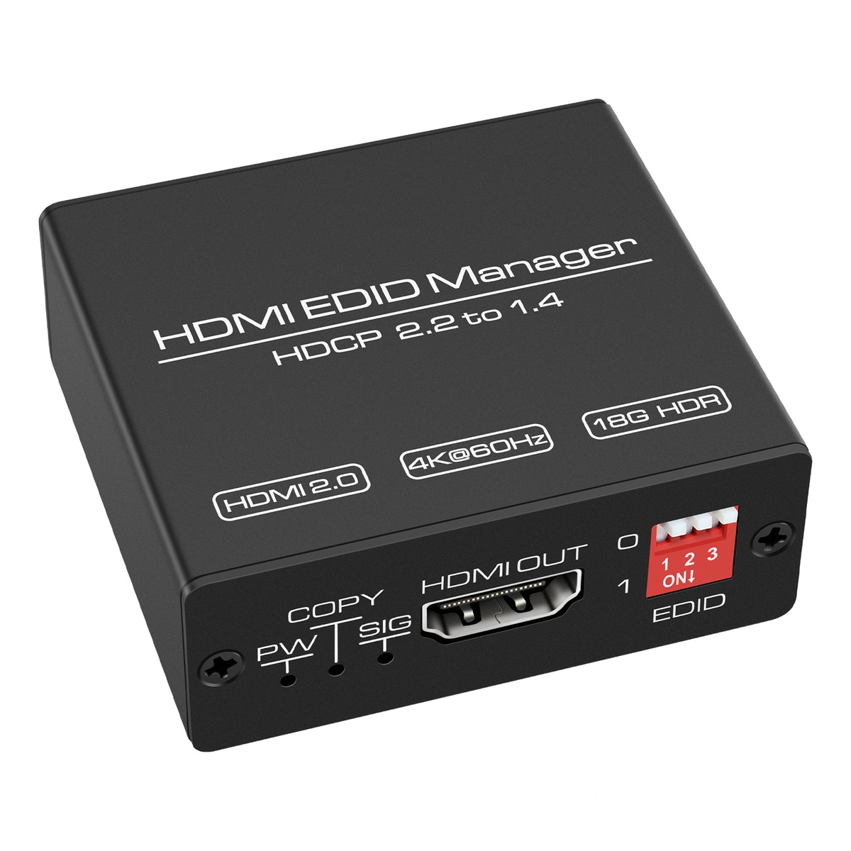 Émulateur EDID HDMI 4K à 60 Hz, huit modes et copie de l'écran, vue principale