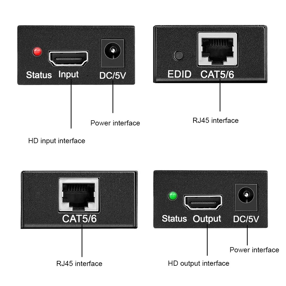 Extendeur HDMI 4K pour câble vidéoprojecteur, 60 à 120 m sur RJ45, vue de face