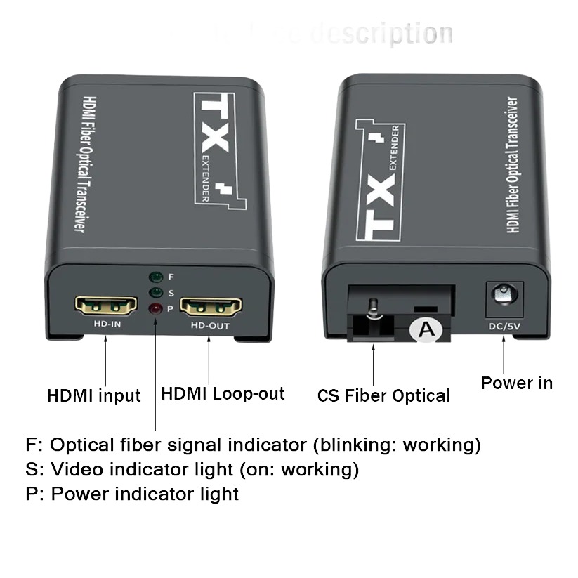 Extendeur HDMI sur fibre optique SC, 1080p jusqu'à 3 km, detail