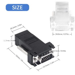 Extendeur VGA sur câble réseau RJ45, paire d'adaptateurs jusqu'à 20 m, vue de trois quarts