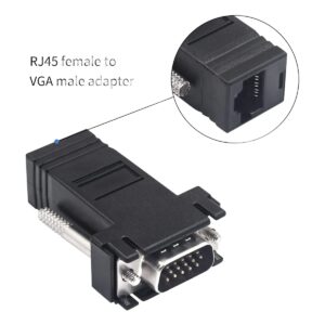 Extendeur VGA sur câble réseau RJ45, paire d'adaptateurs jusqu'à 20 m, vue de face