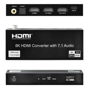 Extracteur audio HDMI 2.1 8K, sorties optique, coaxiale et 7.1, detail