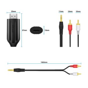 Extracteur audio HDMI ARC vers jack et RCA, cordon de 1,5 m, detail