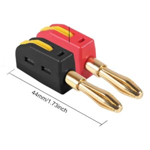 Fiche banane 4 mm à levier sans vis, lot de 4, noir ou rouge, vue de trois quarts