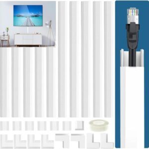 Goulotte cache câble murale, kit de 10 profilés et raccords, vue de trois quarts