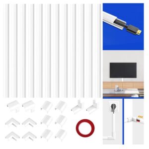 Goulotte cache câble murale, kit de 10 profilés et raccords, vue de face