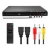 Lecteur DVD HDMI compact avec télécommande, port USB et micro, vue principale