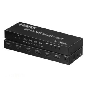 Matrice HDMI 2x4 4K 60 Hz, deux sources vers quatre écrans, vue principale