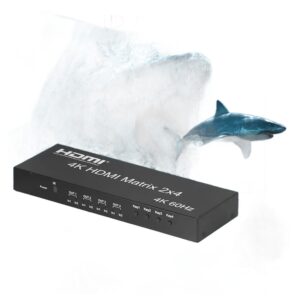 Matrice HDMI 2x4 4K 60 Hz, deux sources vers quatre écrans, vue de face