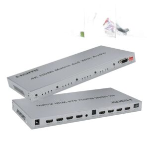 Matrice HDMI 4x4 avec sortie audio, pour vidéoprojecteur et écrans, vue de trois quarts