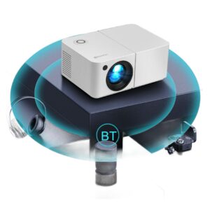 Mini vidéoprojecteur blanc à mise au point électrique, 450 ANSI, vue de face