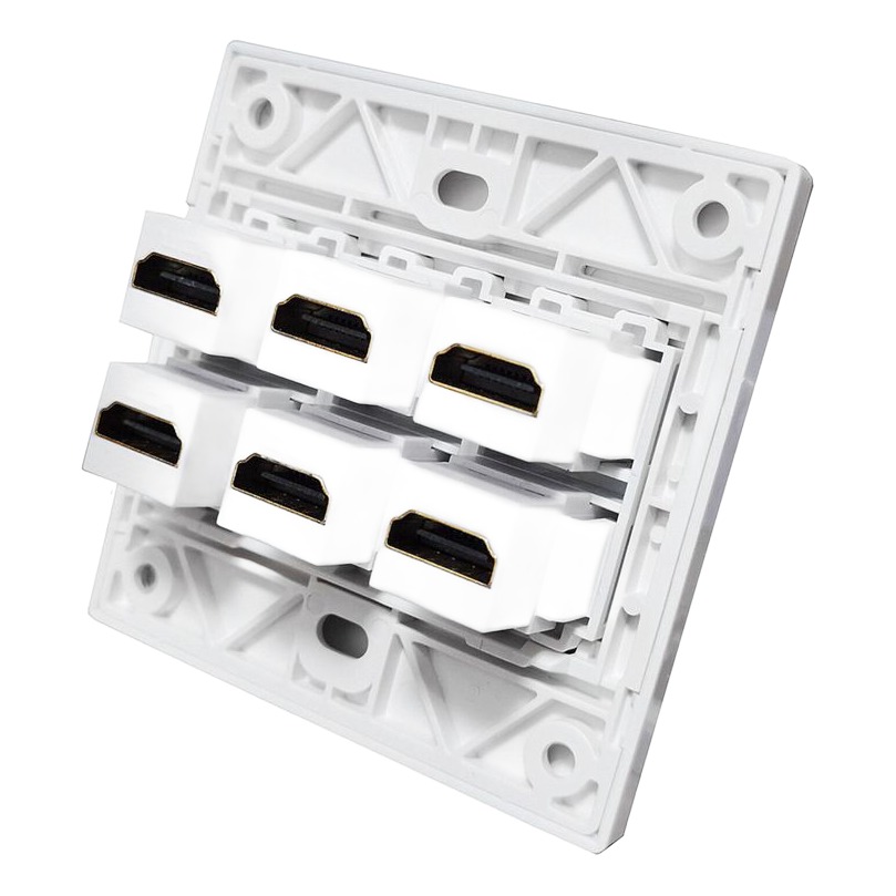 Plaque murale HDMI à 4 ou 6 ports, format 86 x 86 mm, vue principale