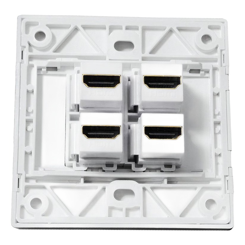 Plaque murale HDMI à 4 ou 6 ports, format 86 x 86 mm, detail