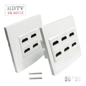 Plaque murale HDMI à 4 ou 6 ports, format 86 x 86 mm, vue de profil