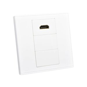 Prise HDMI murale 86 x 86 mm à connecteur coudé, deux caches libres, vue principale