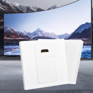 Prise HDMI murale 86 x 86 mm à connecteur coudé, deux caches libres, vue arriere