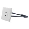 Prise HDMI murale double à cordons de 20 cm, plaque 86 x 86 mm, vue principale