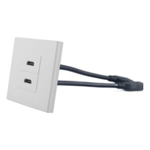 Prise HDMI murale double à cordons de 20 cm, plaque 86 x 86 mm, vue principale