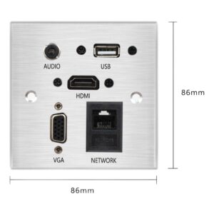 Prise murale multimédia HDMI, VGA, USB 3.0, réseau et audio, detail