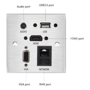 Prise murale multimédia HDMI, VGA, USB 3.0, réseau et audio, vue arriere